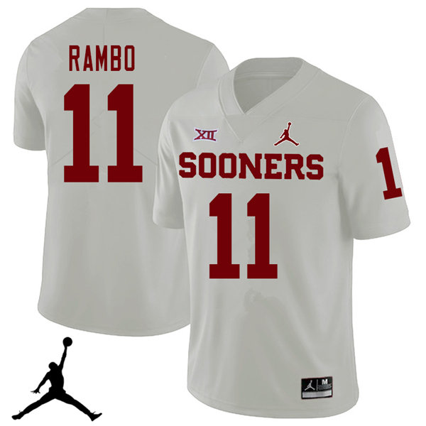 Jordan Brand Men #11 Charleston Rambo Oklahoma Sooners 2018 College Football Jerseys Sale-White